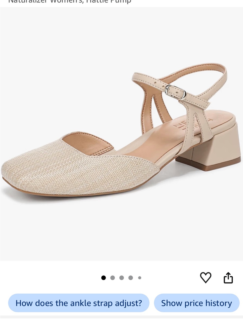 Naturalizer Hattie Low Block Heel Sandal in Light Beige 8w